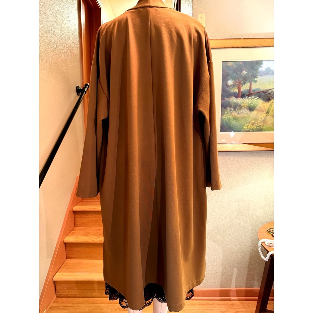 Eileen Fisher Jersey Knit Long Cardigan Women 1X Brown Minimalist Quiet Luxury